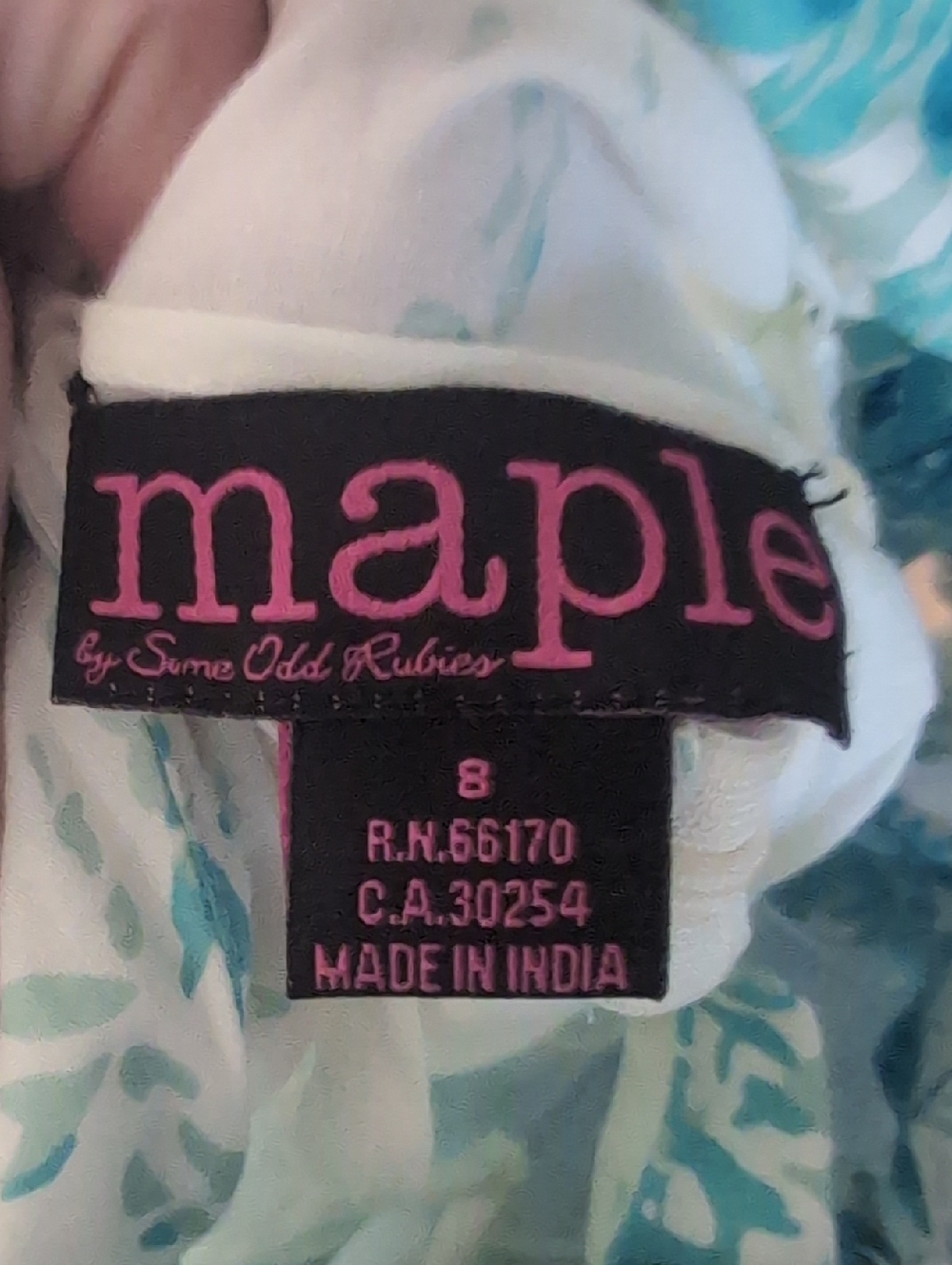 Maple By Some Odd Rubies Blue & White Floral V-Neck Midi Circle Skirt Dress - Picture 3 of 6